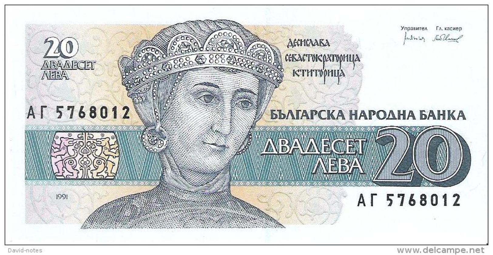 Bulgaria - Pick 100 - 20 Leva 1991 - Unc - Bulgarie