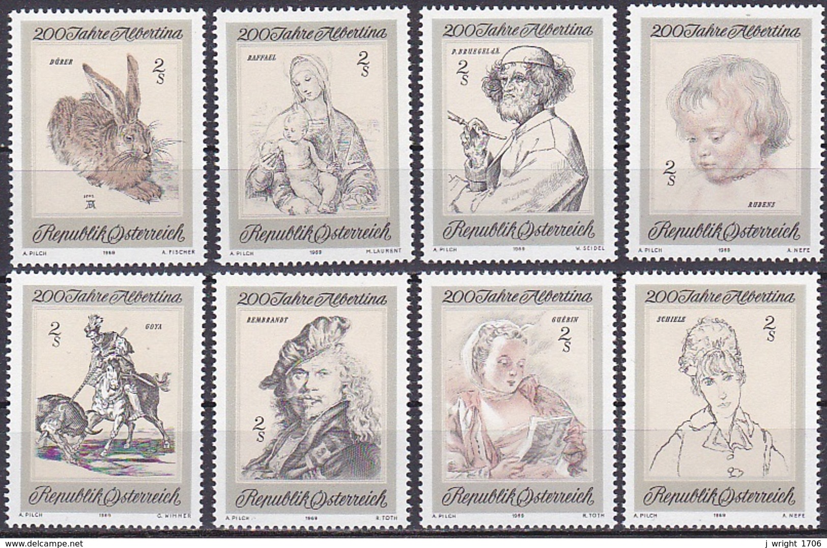 Austria/1969 - Albertina 200th Anniv./200 Jahre Albertina - Set  - MNH - Unused Stamps