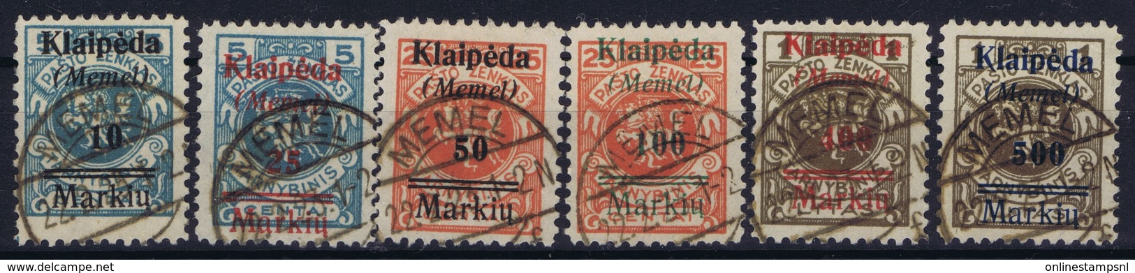 Deutsches Reich:  Memel  M 129 - 134 Obl./Gestempelt/used  1923 - Memelgebiet 1923