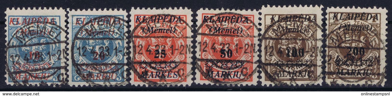 Deutsches Reich:  Memel  M 135 - 140 Obl./Gestempelt/used  1923 - Memelgebiet 1923