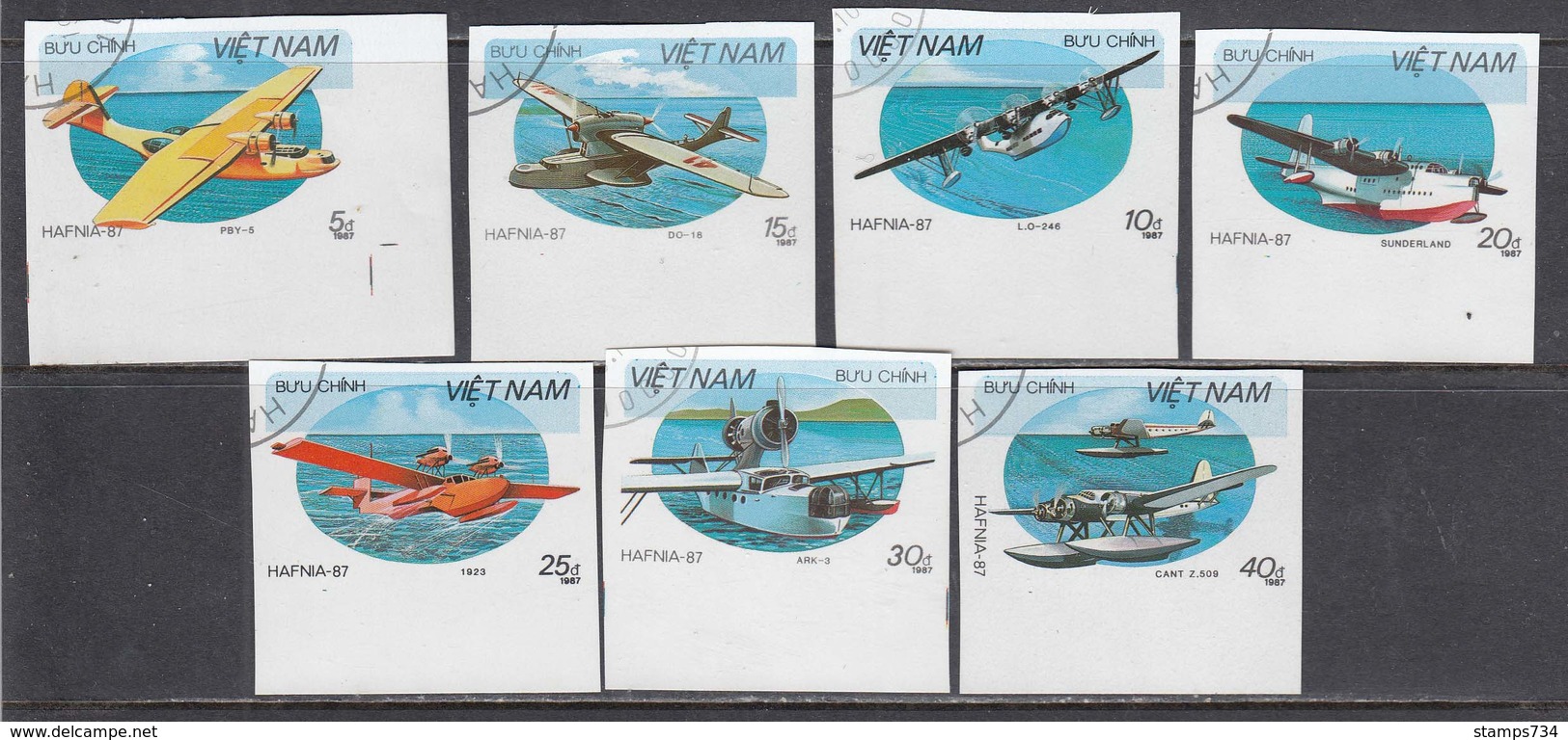 Vietnam 1987 - Avions, Imperforated, Canceled - Viêt-Nam