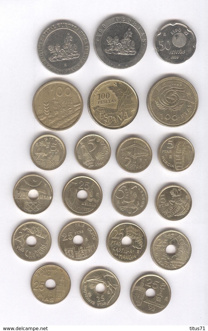 Lot De 21 Monnaies Commémoratives Espagne / Spain Pesetas - Avant L'Euro - TTB à Sup - Colecciones