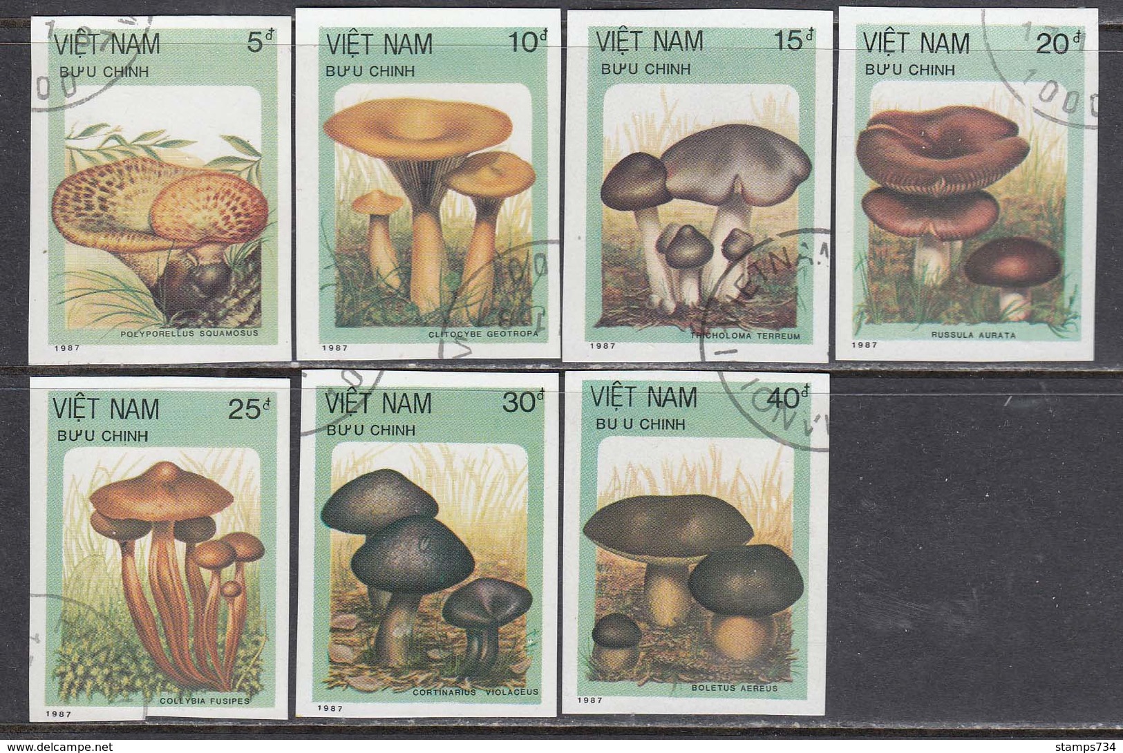 Vietnam 1987 - Mushrooms, Imperforated, Canceled - Viêt-Nam