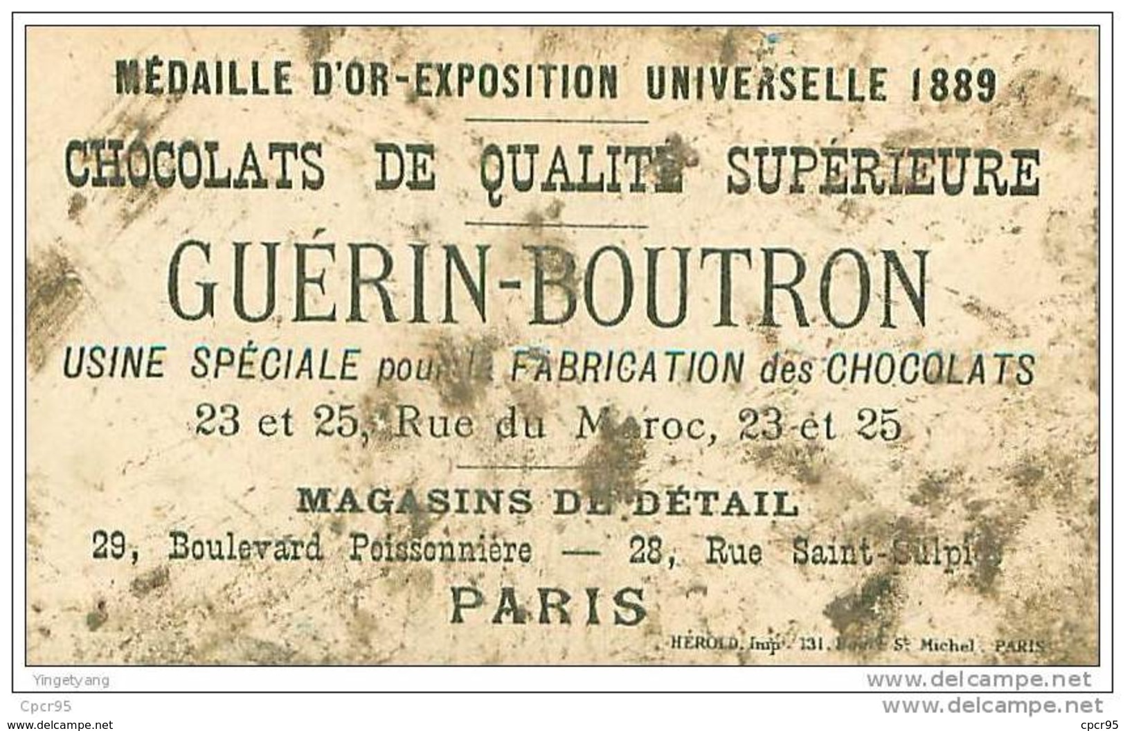 CHROMOS.CHOCOLAT GUERIN-BOUTRON.EXPRESSION FAMILIERE.N°274.CONDUIRE QUELQU'UN PAR LE BOUT DU NEZ.TROUS.MAUVAIS ETAT - Guérin-Boutron