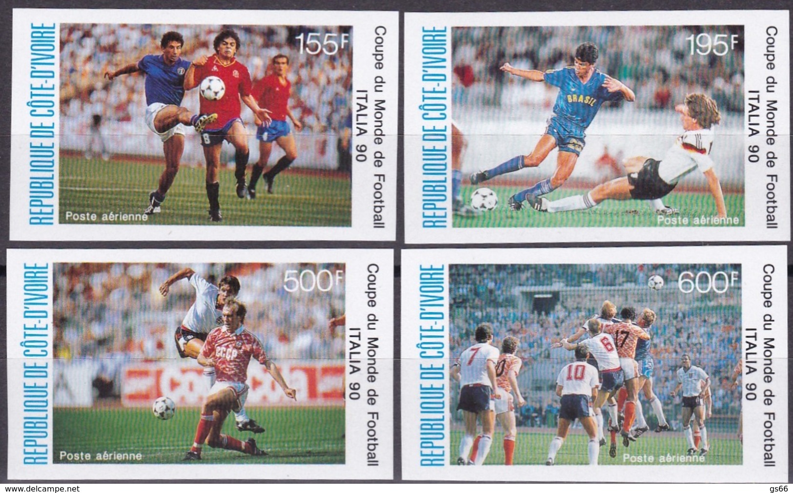 Elfenbeinküste, 1990, 1014/17, Fußball-Weltmeisterschaft 1990.  MNH **, Imperforated, - Côte D'Ivoire (1960-...)