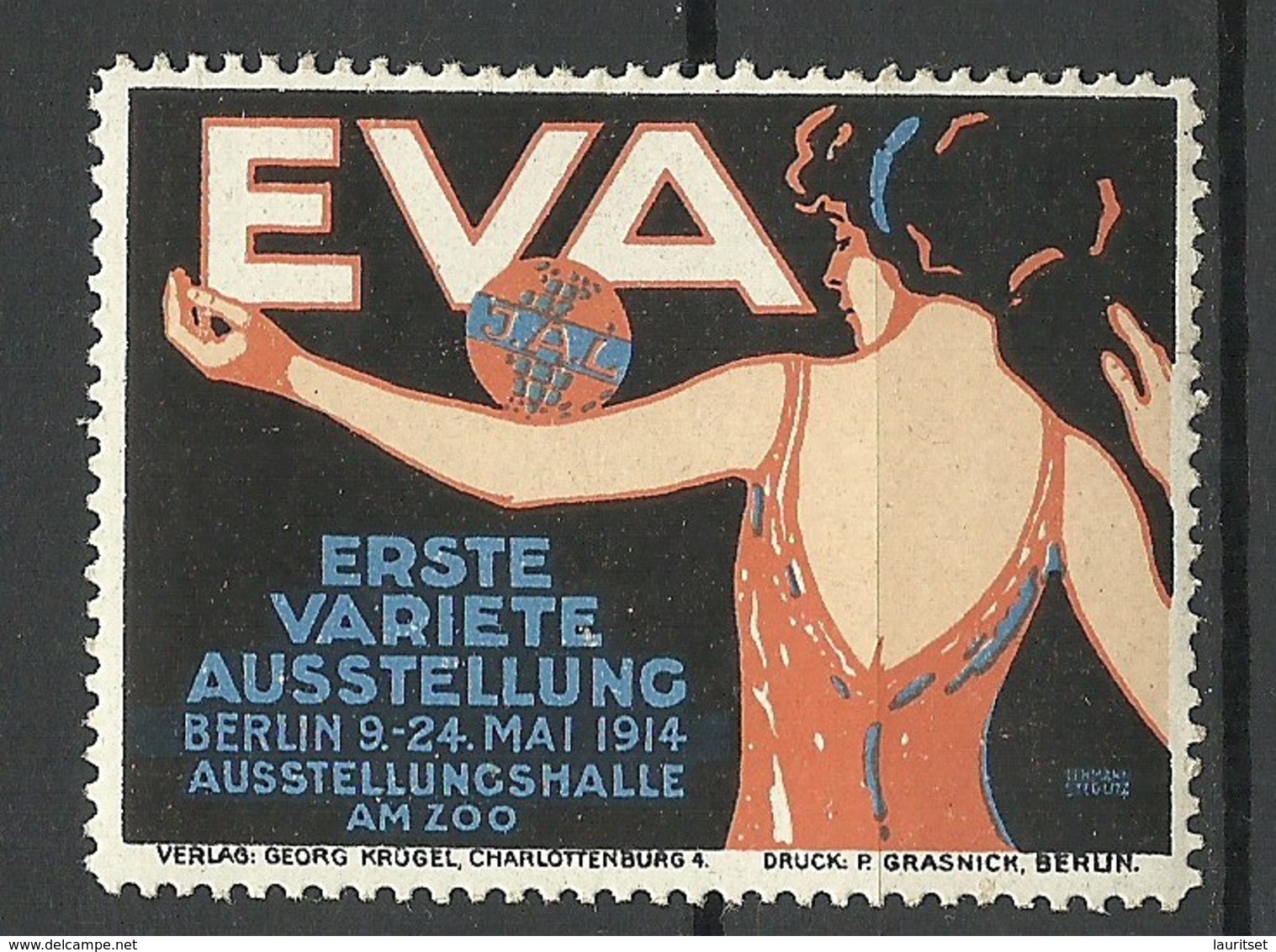 GERMANY 1914 First Variete Expo EVA Berlin Advertising Stamp Werbemarke MNH - Erinnophilie