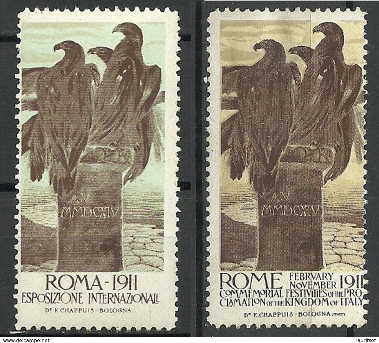 ITALY 1911 Esposizione Internazional EXPO Advertising Poster Stamps * - Erinnofilia