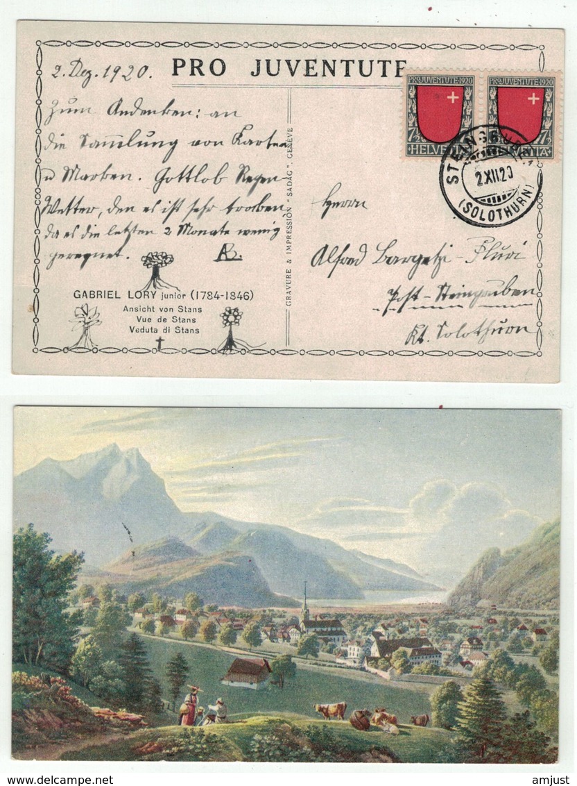 Suisse // Schweiz // Switzerland // Pro-Juventute // Carte Pro-Juventute 1920 Pour Canton De Solothurn - Lettres & Documents