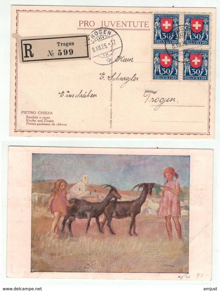 Suisse // Schweiz // Switzerland // Pro-Juventute // Carte Pro-Juventute 1925 Recommandée Pour Trogen - Lettres & Documents