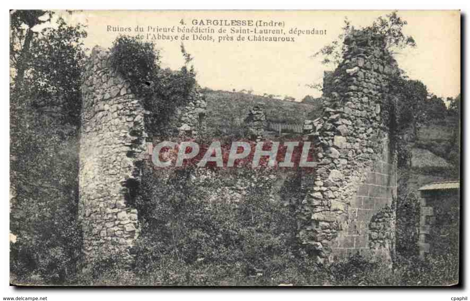 CPA Gargilesse Indre Ruines Du Prieure Benedictin De Saint Laurent - Autres & Non Classés