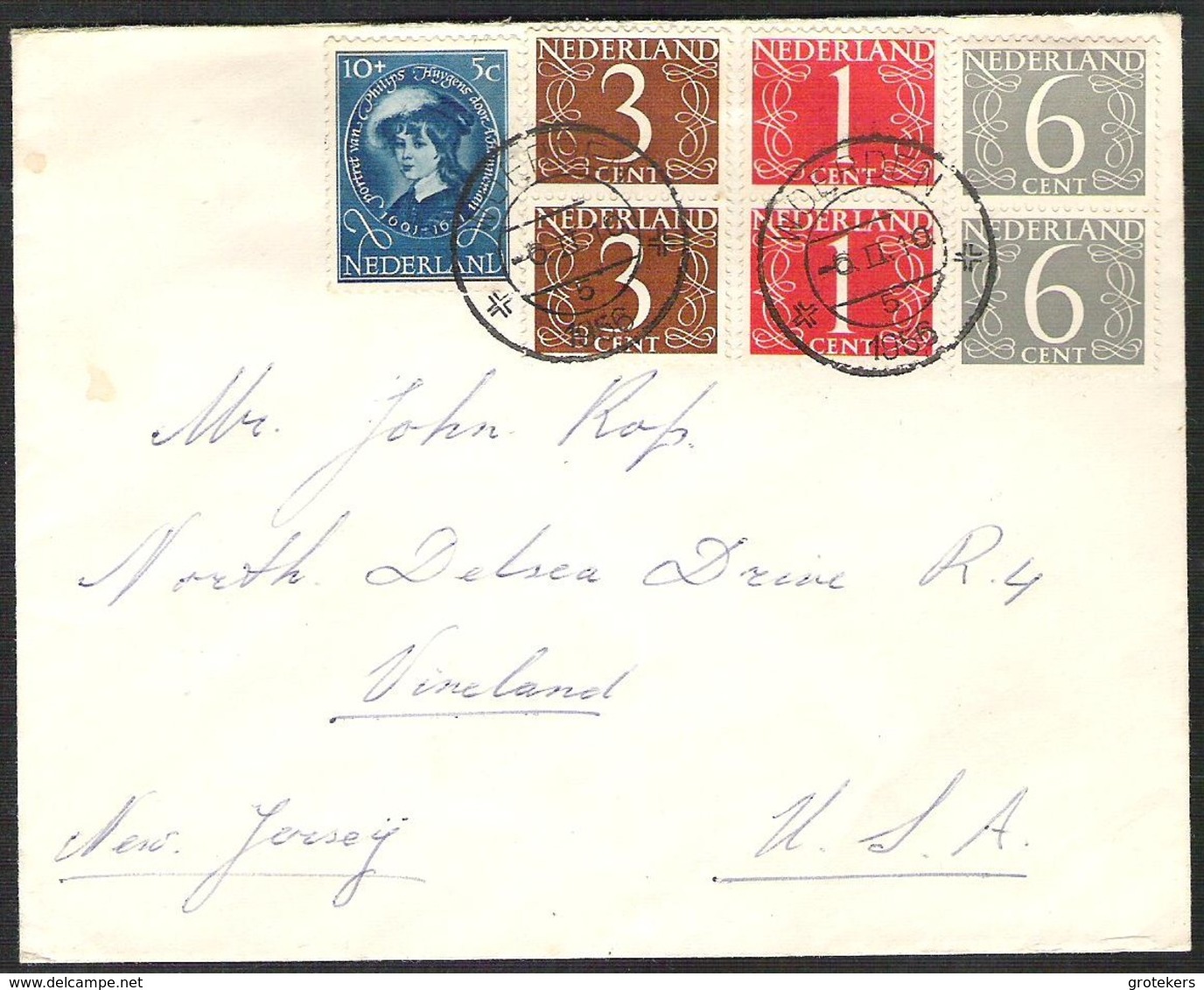 Brief Meerkleurenfrankering (totaal 30 Cent) 1956 Naar USA - Brieven En Documenten