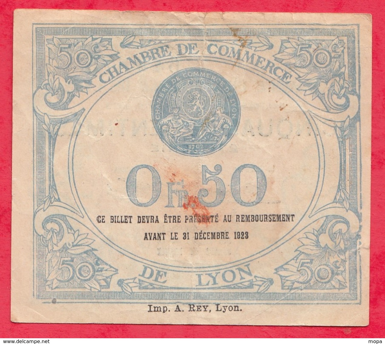 50 Centimes  Chambre De Commerce De Lyon Du 15 Juin 1922   Dans L 'état (97) - Chambre De Commerce