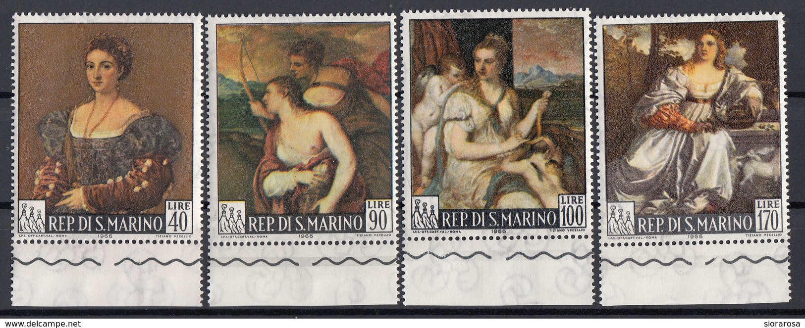 San Marino 1966 Blf. 725-728  Quadro Dipinto Tiziano Vecellio Titian Nuovo MNH Paintings Tableaux Full Set - Nus