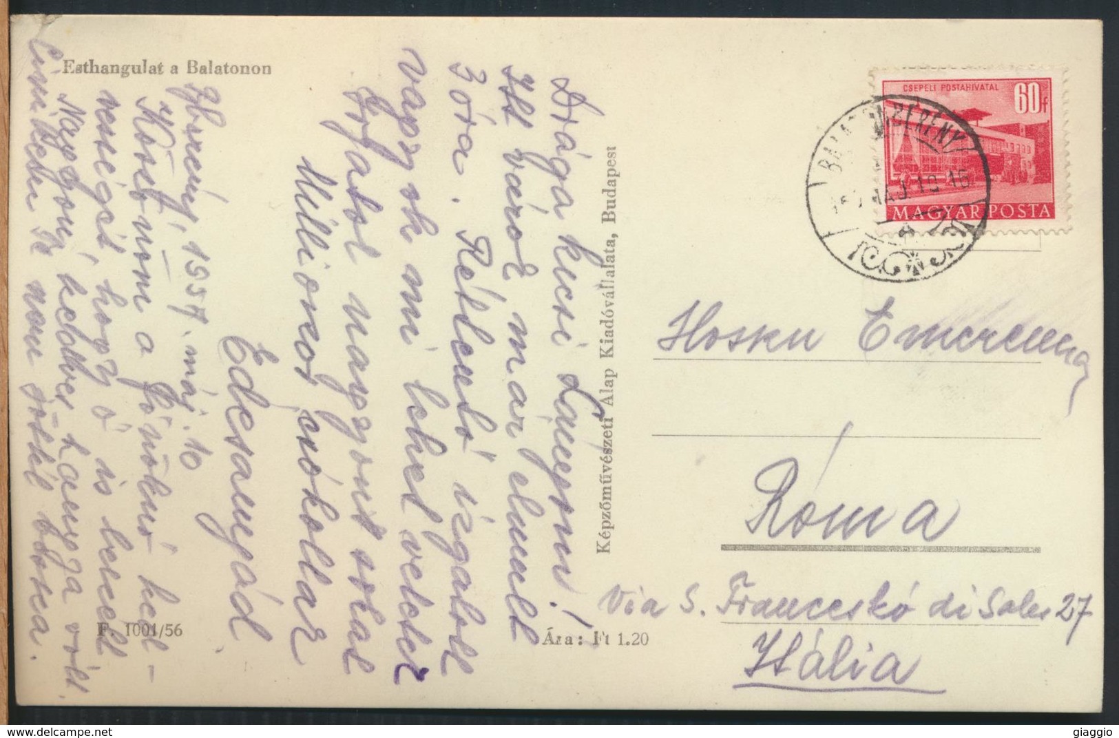 °°° 13218 - HUNGARY - EATHANGULAT BALATONON - 1957 With Stamps °°° - Ungheria