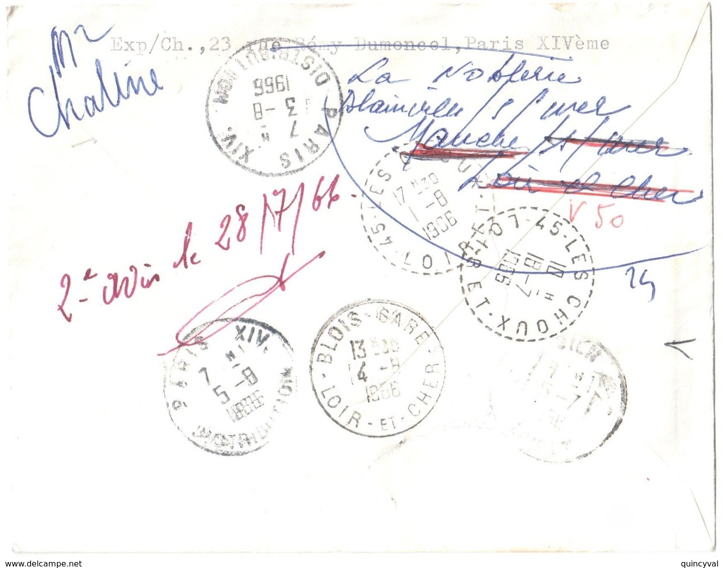 PARIS XIV Lettre Recommandée EMA 1,30 F Etiquette Ob 1966 Dest Varennes Les Choux  RETOUR A L'ENVOYEUR 7637 N° Blanc - Storia Postale