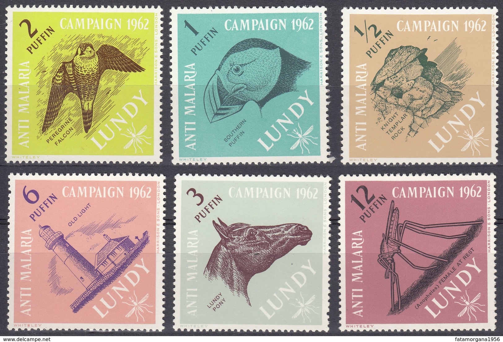 LUNDY - Serie Completa Di 6 Valori Nuovi MNH - Campagna Anti Malaria 1962. - Ortsausgaben