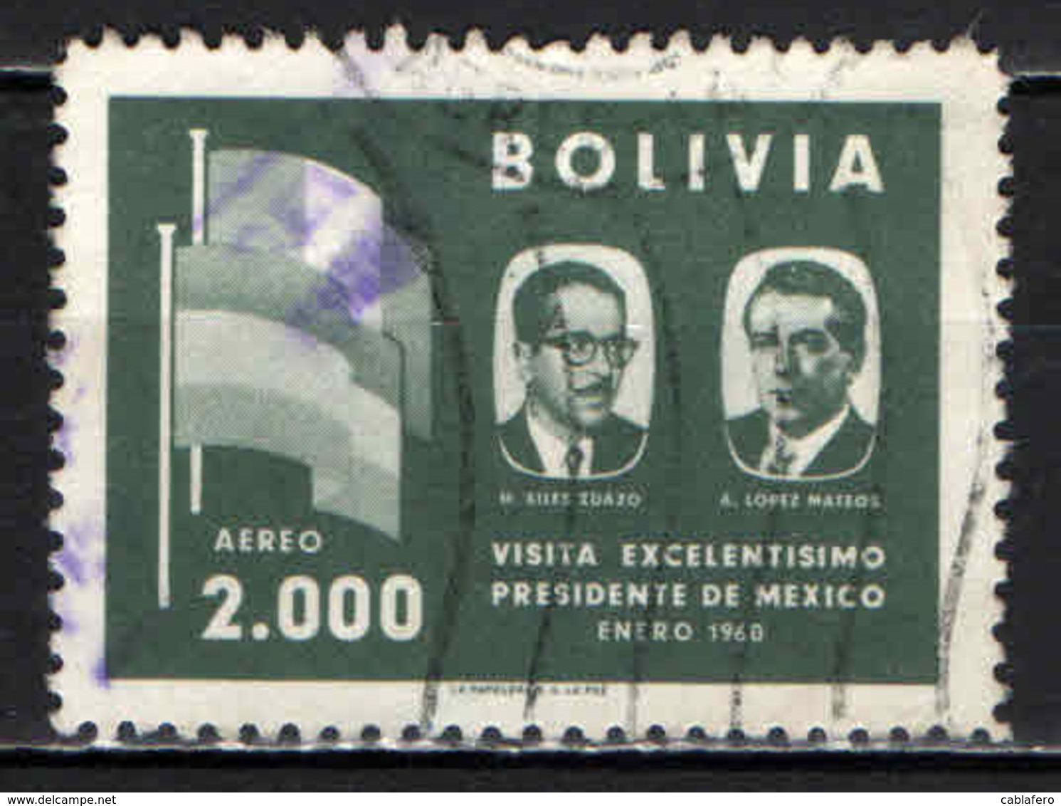 BOLIVIA - 1960 - PRESIDENTI E BANDIERE DI BOLIVIA E MESSICO - USATO - Bolivia