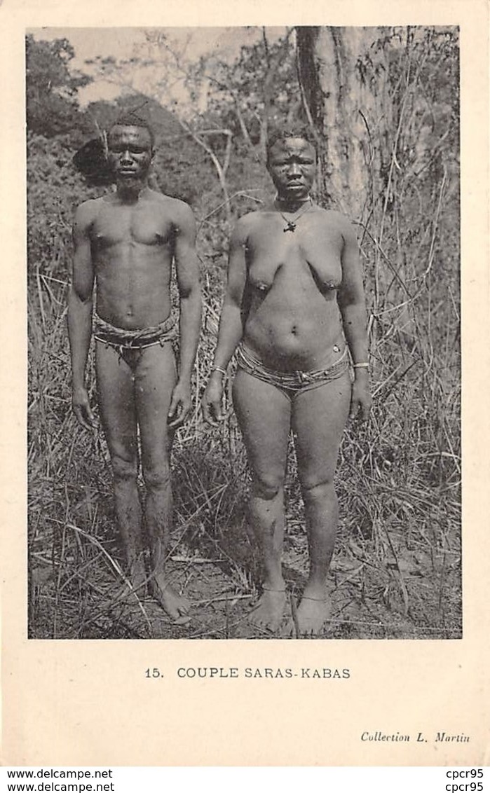 Centrafricaine . N° 51174 . Couple Saras-kabas . Scarifications . Seins Nus - Central African Republic