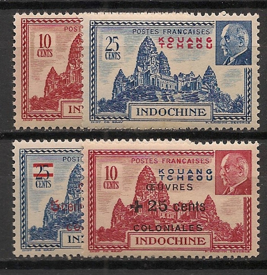 Kouang Tchéou - 1941-44 - N°Yv. 138 - 139 - 156 - 157 - Pétain - Neuf Luxe ** / MNH / Postfrisch - Neufs