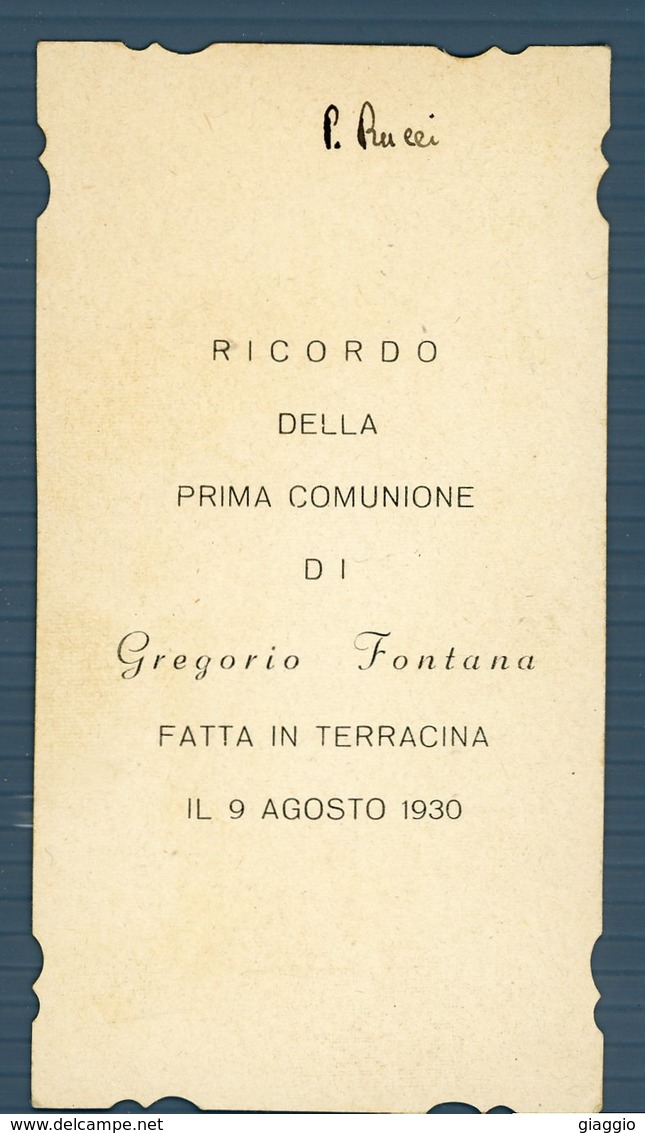 °°° Santino N. 298 - Ricordo Della Prima Comunione Fatta In Terracina Il 9 Agosto 1930 °°° - Latina