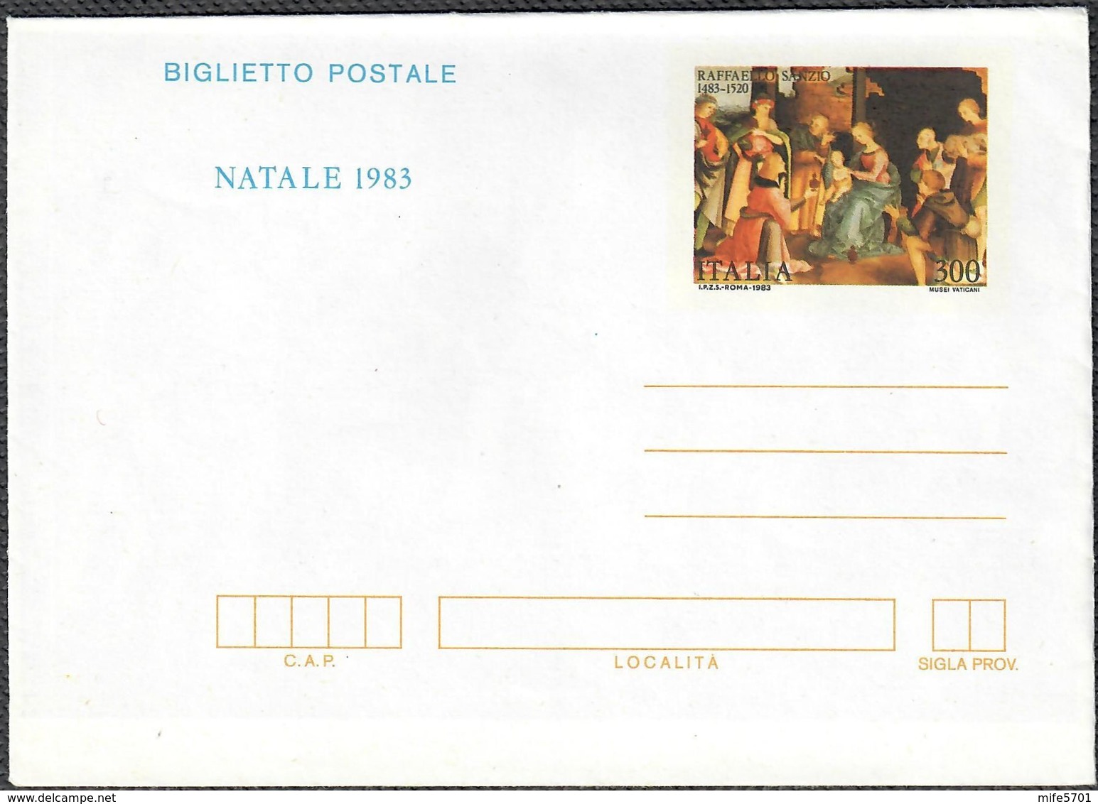 BIGLIETTO POSTALE NATALE  '83 L. 300 - 1983 - CATALOGO FILAGRANO "B57" - NUOVO ** - Interi Postali