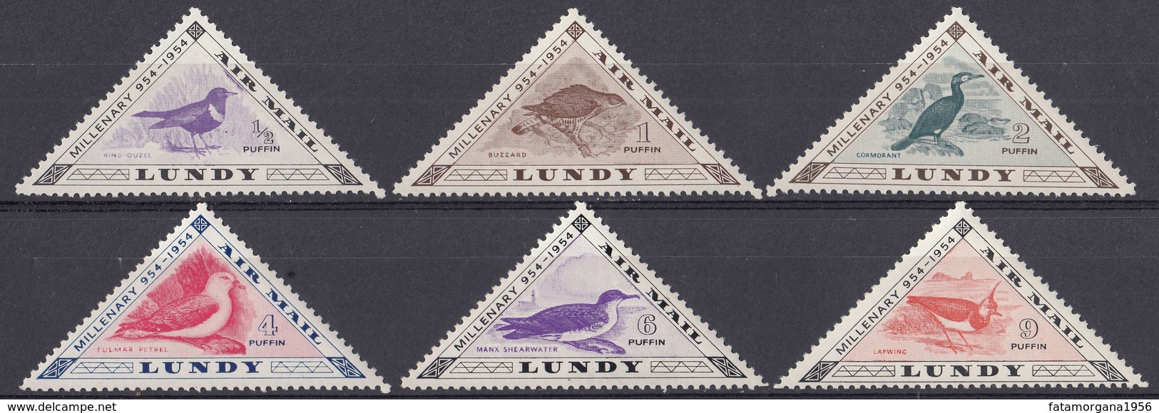 LUNDY - 1954 - Serie Di 6 Valori Nuovi MNH, Posta Aerea, Raffiguranti Uccelli. - Ortsausgaben