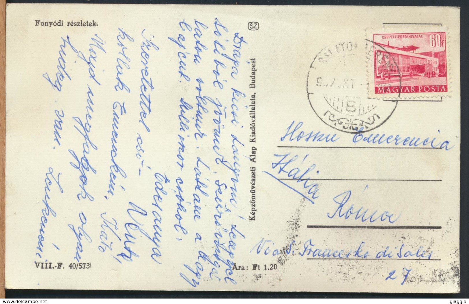 °°° 13232 - HUNGARY - FONYODI RESZLETEK - 1957 With Stamps °°° - Ungheria