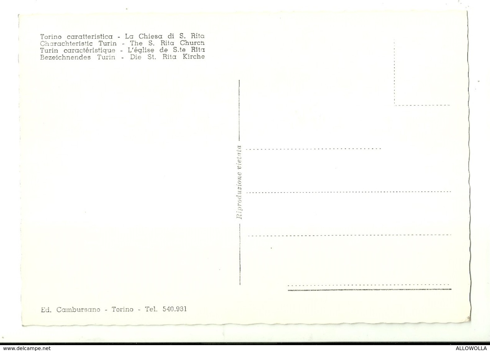 2452 " TORINO CARATTERISTICA - LA CHIESA DI S. RITA " CART. POST.ORIG. NON SPEDITA - Chiese