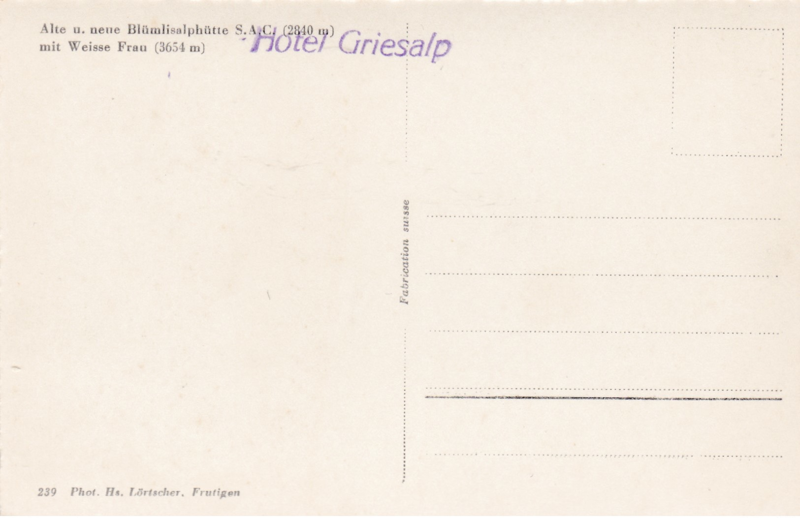 Small Post Card Of Blumlisalphutte,Hohturli Col.,Switzerland,Q103. - Other & Unclassified