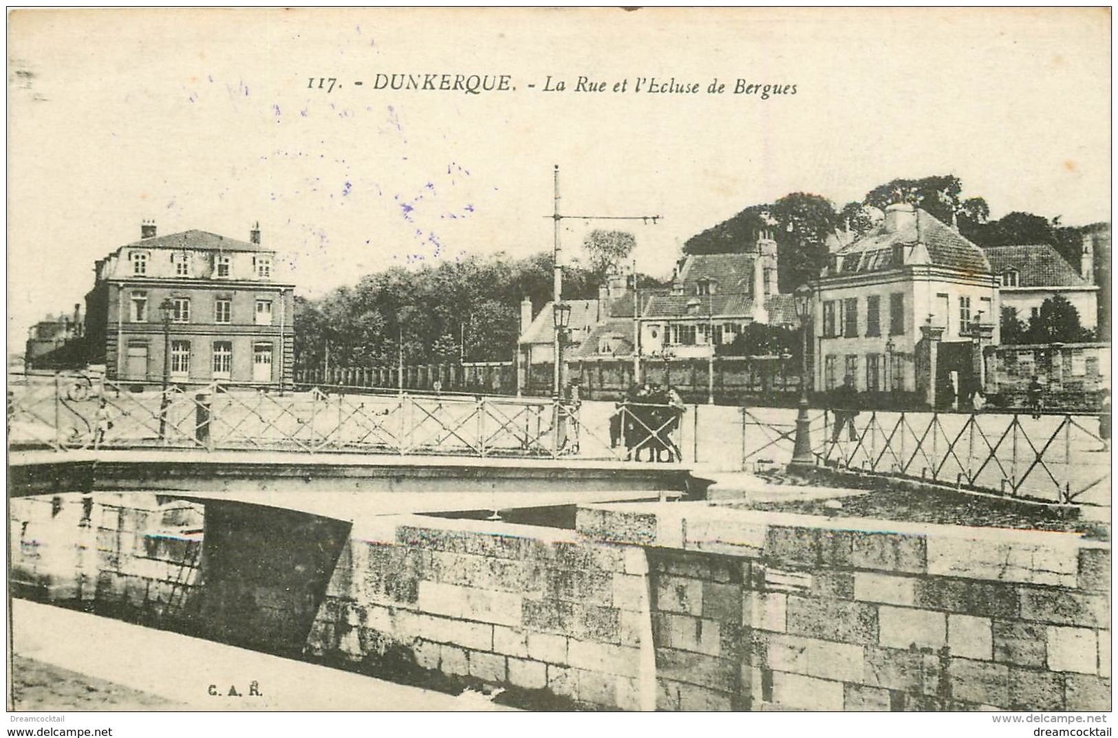 59 DUNKERQUE. Rue Et Ecluse De Bergues. Tampon Militaire 1919 - Dunkerque