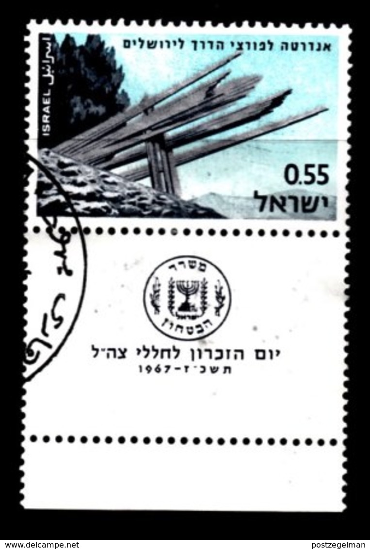 ISRAEL, 1967, Used Stamp(s), With Tab, Memorial Day,  SG Number 357,  Scannumber 17379 - Gebraucht (mit Tabs)