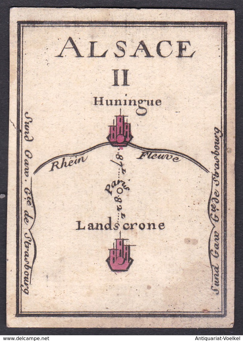 Alsace II. - Elsass Frankreich France Huningue Landskron Original 18th Century Playing Card Carte A Jouer Spie - Antikspielzeug