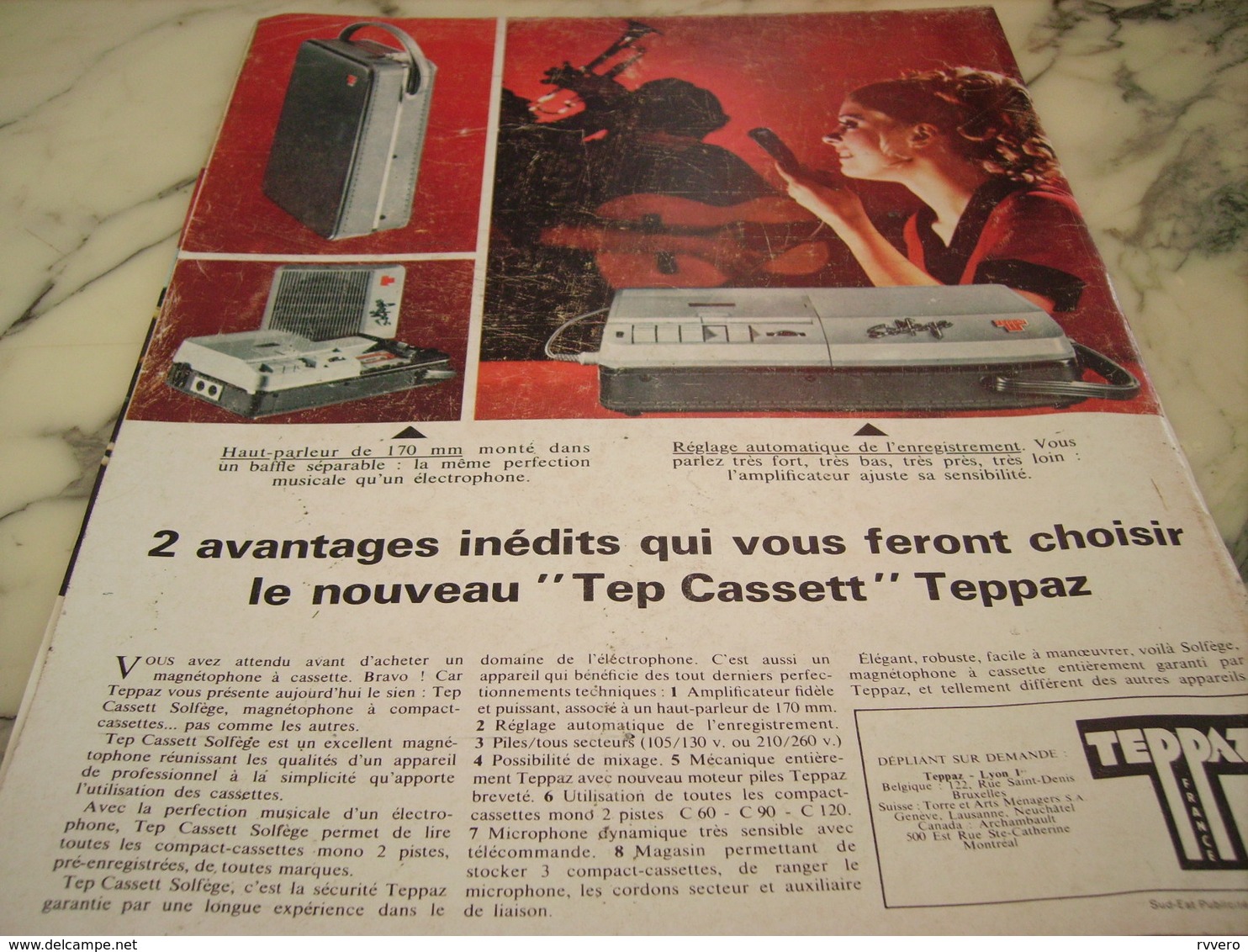 ANCIENNE  PUBLICITE DEUX AVANTAGES DU NOUVEAUX  TEP CASSETT  DE TEPPAZ 1968 - Autres & Non Classés