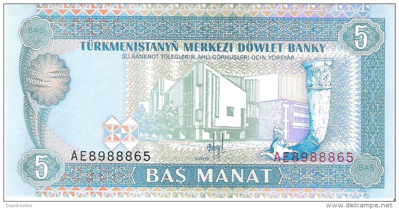 Turkmenistan - Pick 2 - 5 Manat 1993 - Unc - Turkmenistan