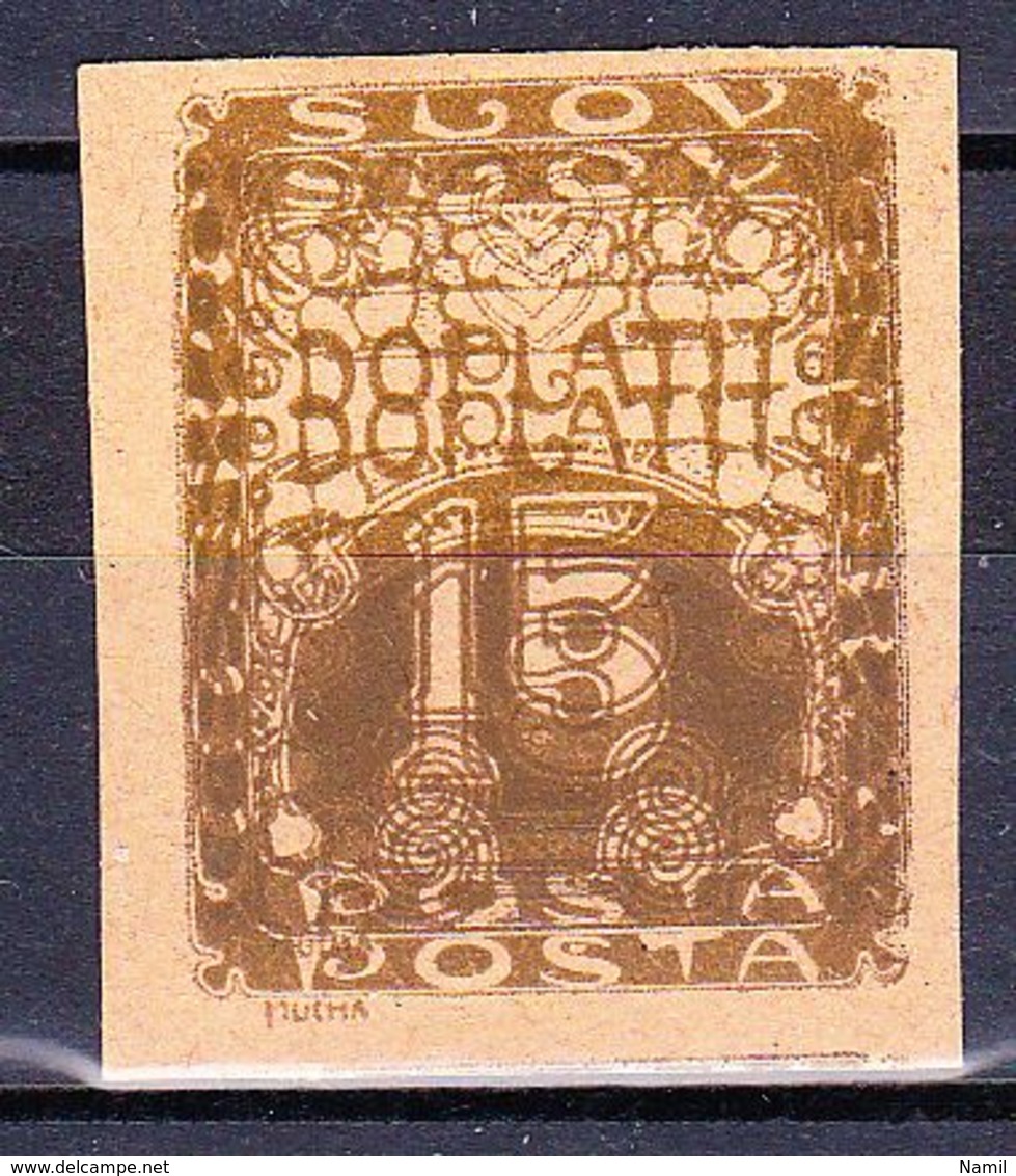 (*) Tchécoslovaquie 1919 Mi D 3 (Yv TT 3), Double Impression - Proofs & Reprints