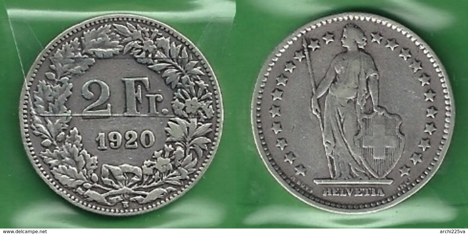 SVIZZERA 1920 - Helvetia - 2 Fr / CHF - B / BB  - Argento / Argent / Silver - Confezione In Bustina - Altri & Non Classificati