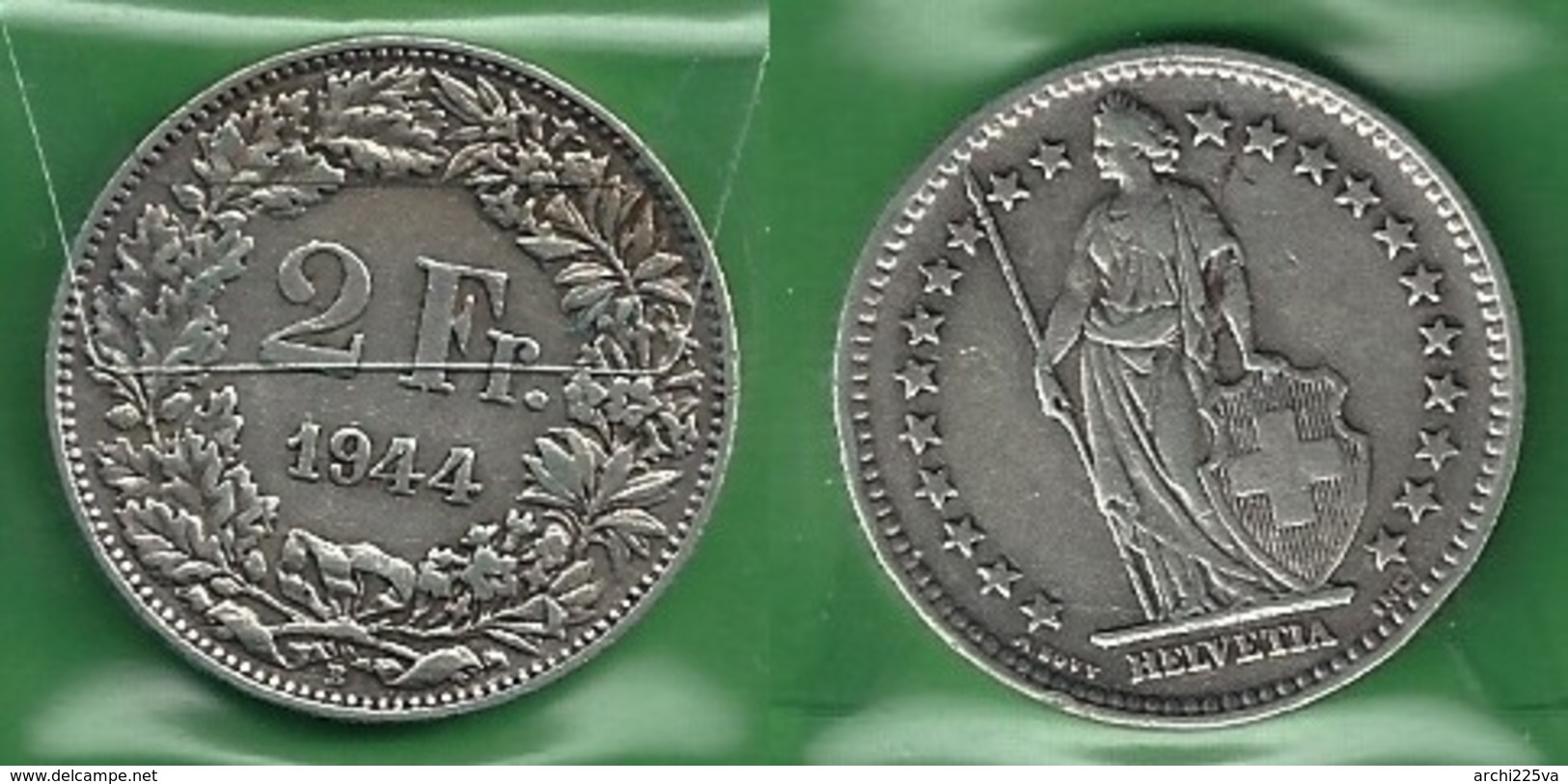 SVIZZERA 1944 - Helvetia - 2 Fr / CHF - BB / SPL  - Argento / Argent / Silver - Confezione In Bustina - Altri & Non Classificati