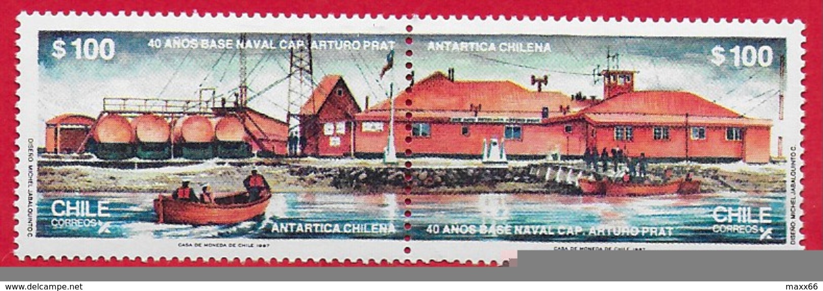 CILE CHILE MNH - 1987 40th Anniversary Of Captain Arturo Prat Antarctic Naval Base - 2 X 100 $ - Michel CL 1171-1172 - Cile