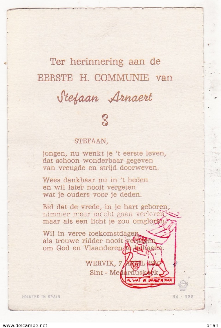 Eerste Communie - Stefaan Arnaert Wervik 1960 - Communion