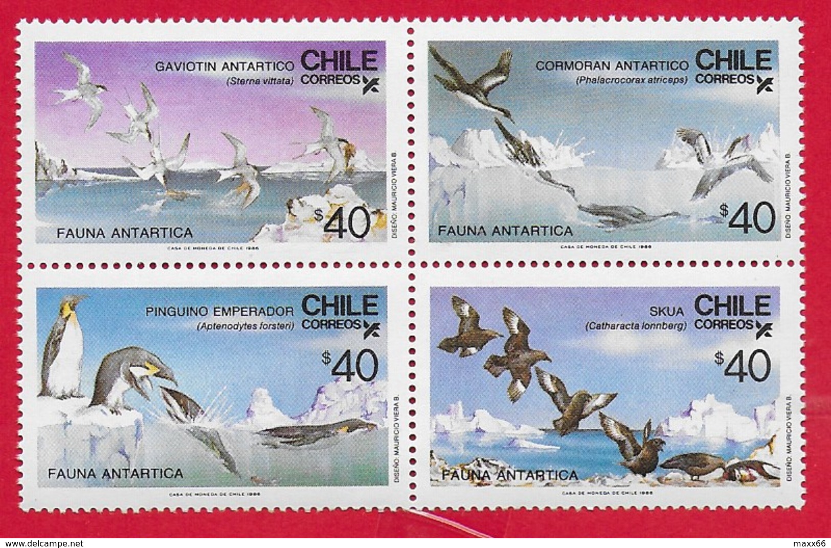 CILE CHILE MNH - 1986 Antarctic Fauna - Sea Birds - 4 X 40 $ - Michel CL 1139-1142 - Cile