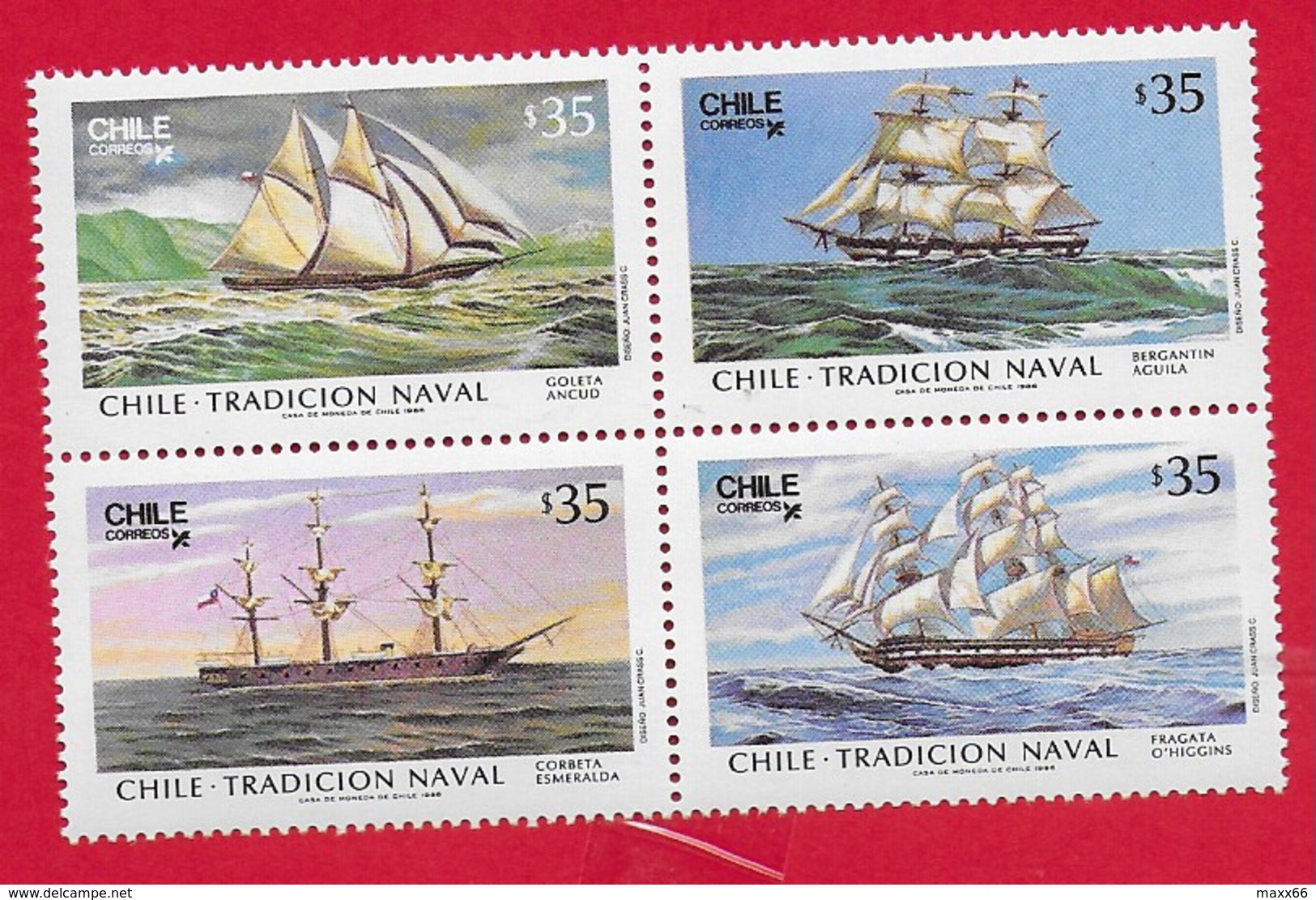 CILE CHILE MNH - 1986 Naval Traditions - 4 X 35 $ - Michel CL 1133 - 1136 - Cile