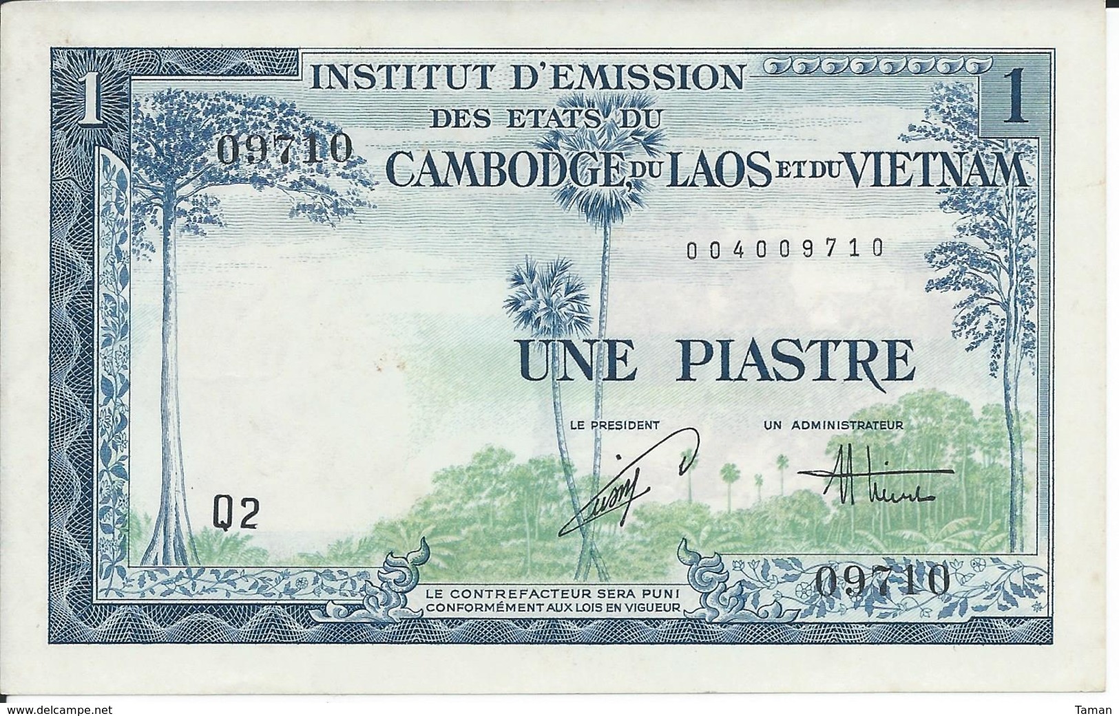 INDOCHINE   1  Piastre   Nd(1954)   -- UNC -- - Indochina