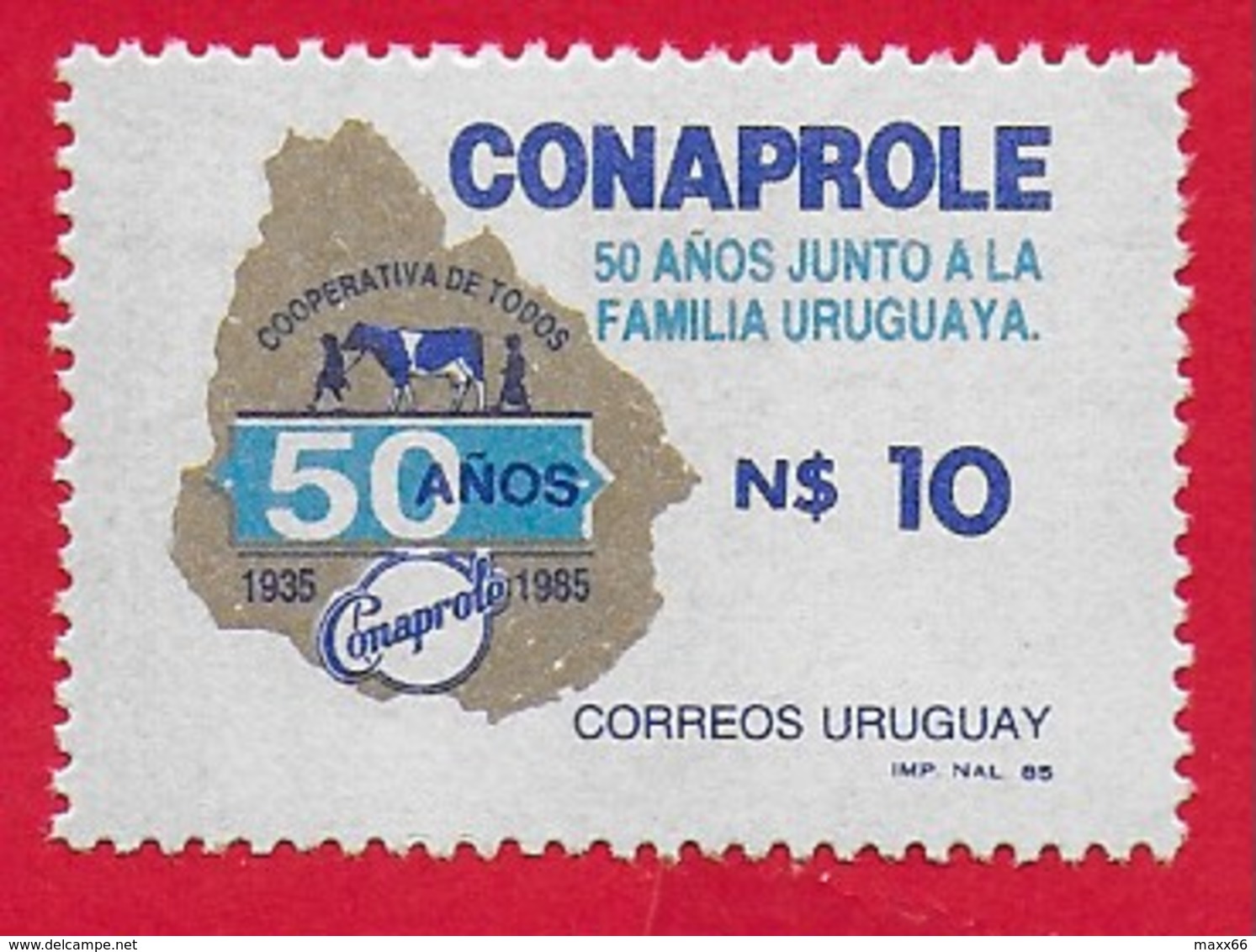 URUGUAY MNH - 1986  50th Anniversary Of The Conaprole Milk And Cattle Co-operative - 10 N$ - Michel UY 1726 - Uruguay