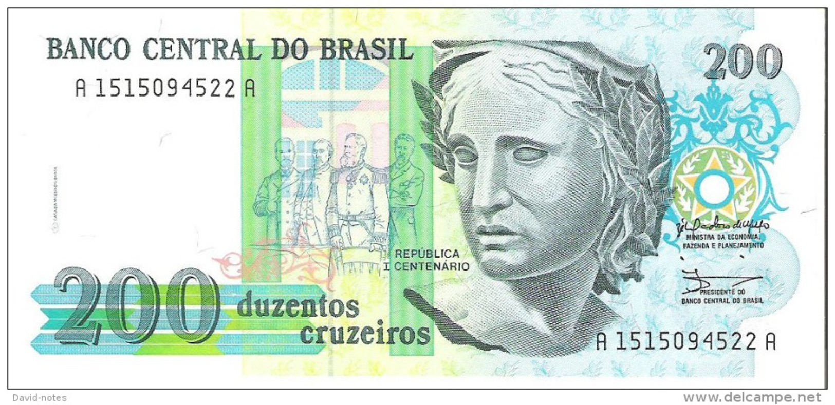 Brazil - Pick 229 - 200 Cruzeiros 1990 - Unc - Brésil