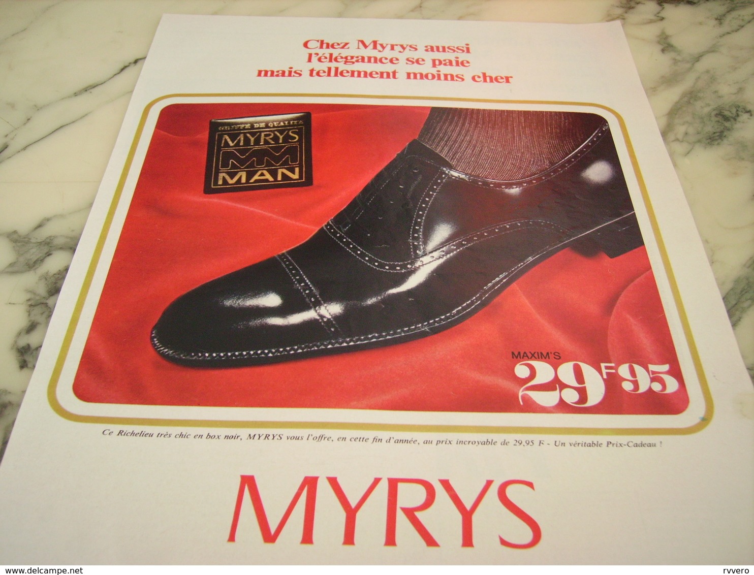 ANCIENNE PUBLICITE ELEGANCE MOINS CHER CHAUSSURE MYRYS  1968 - Autres & Non Classés