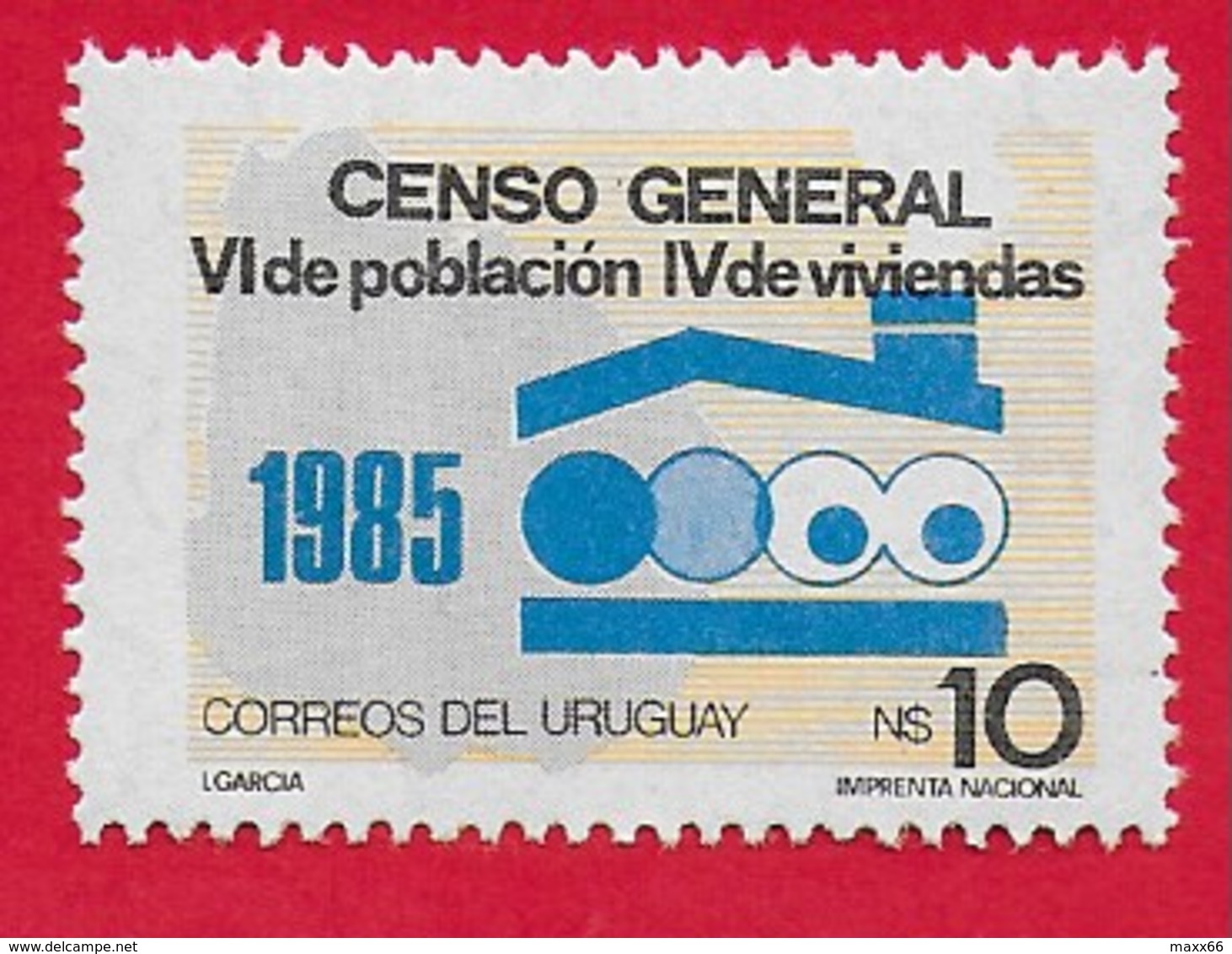 URUGUAY MNH - 1986 6th Anniversary Population And The 4th Anniversary Of The Housing Census - 10 N$ - Michel UY 1770 - Uruguay