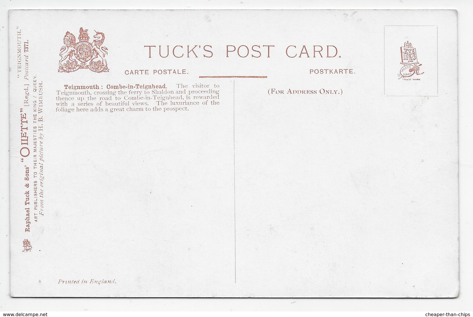 Teignmouth - Combe-in-Teignhead - H.B. Wimbush - Tuck Oilette 7371 - Other & Unclassified