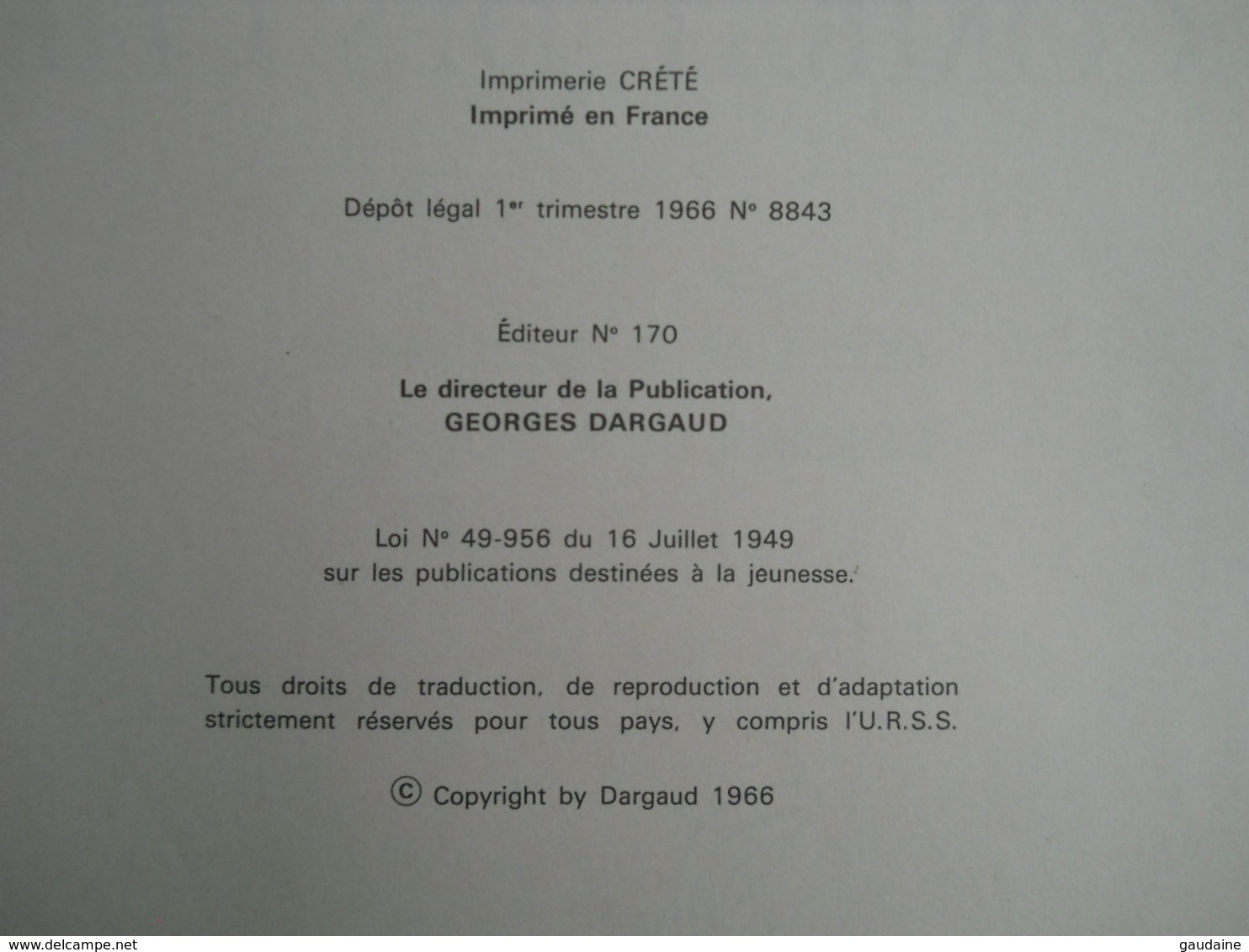 ASTERIX – LE COMBAT DES CHEFS  – EO 1966 Dépôt Légal : 1° Trimestre 1966 - N° 8843 – Editeur N°  170 - Astérix