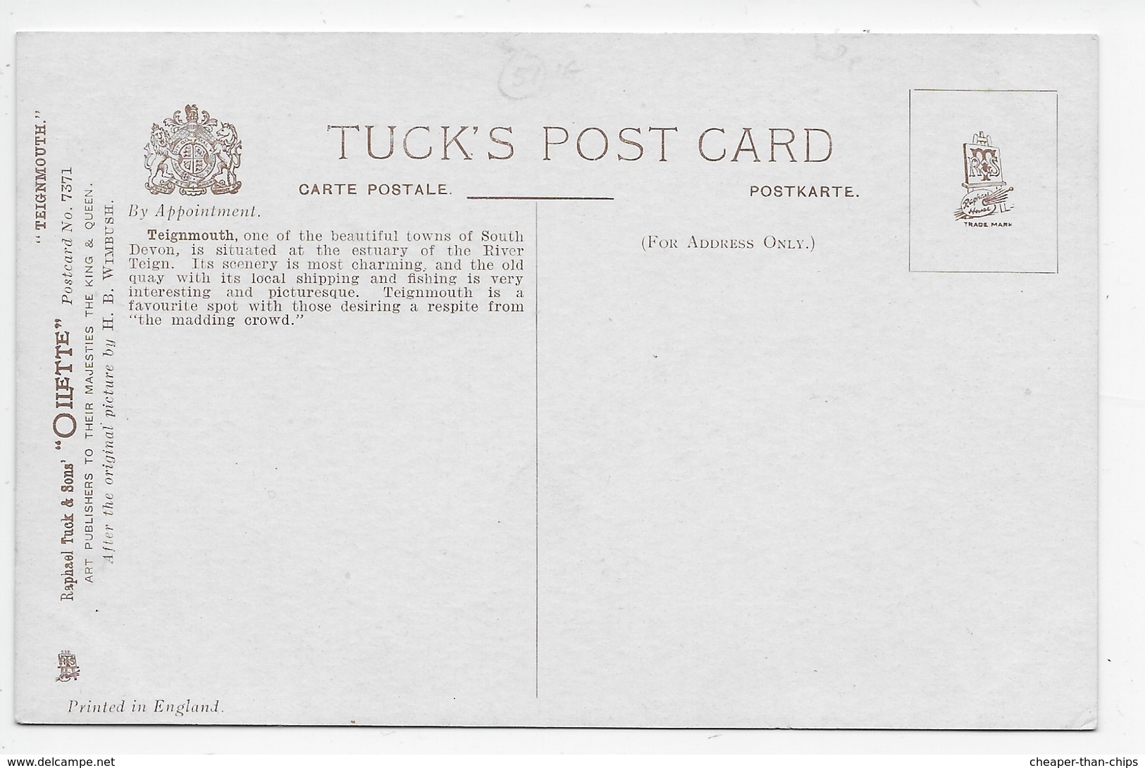 Teignmouth - The Quay - H.B. Wimbush - Tuck Oilette 7371 - Other & Unclassified