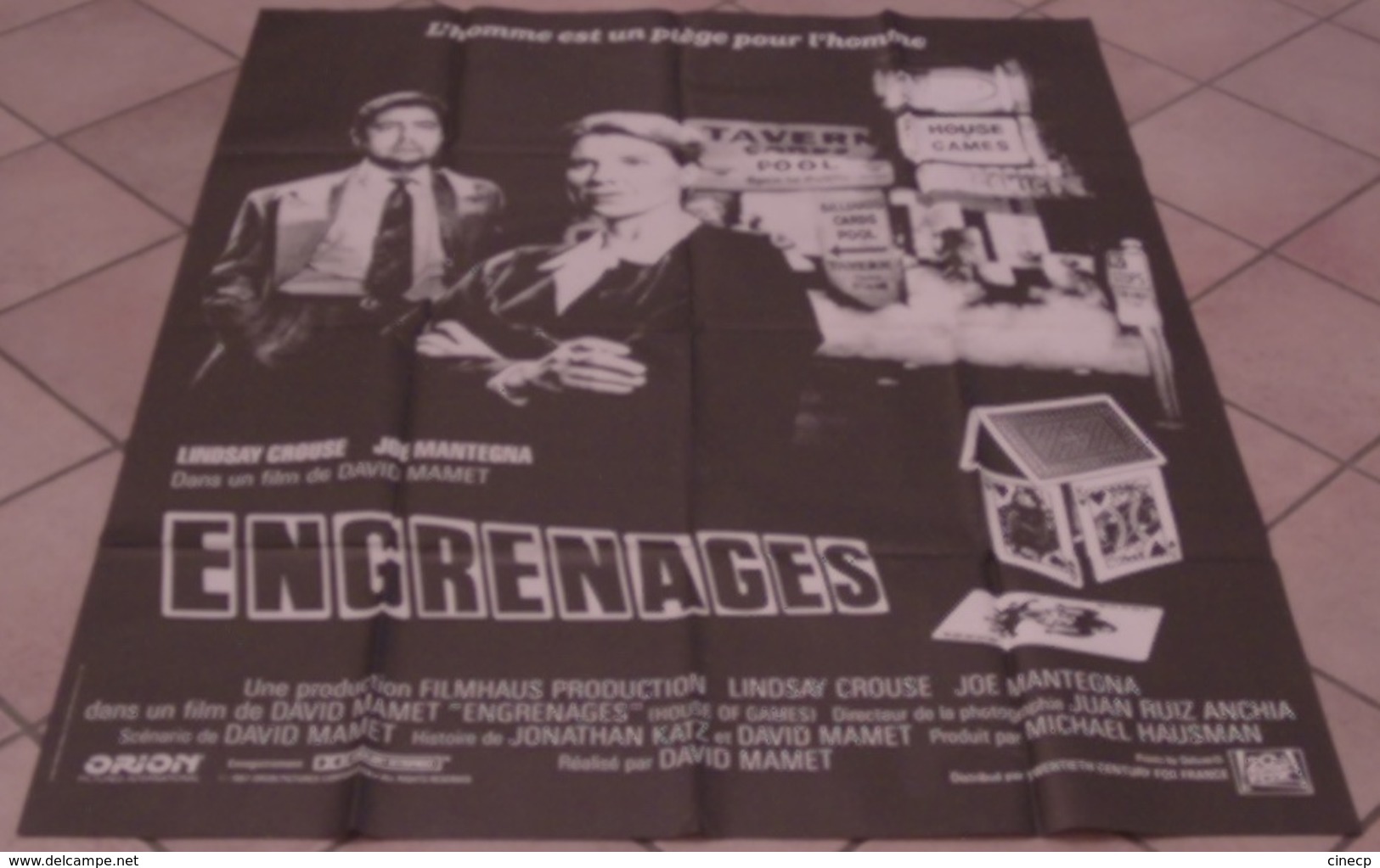 AFFICHE CINEMA ORIGINALE FILM ENGRENAGES David MAMET Lindsay CROUSE Joe MANTEGNA 1988 TBE JEU DE CARTES CASINO - Affiches & Posters